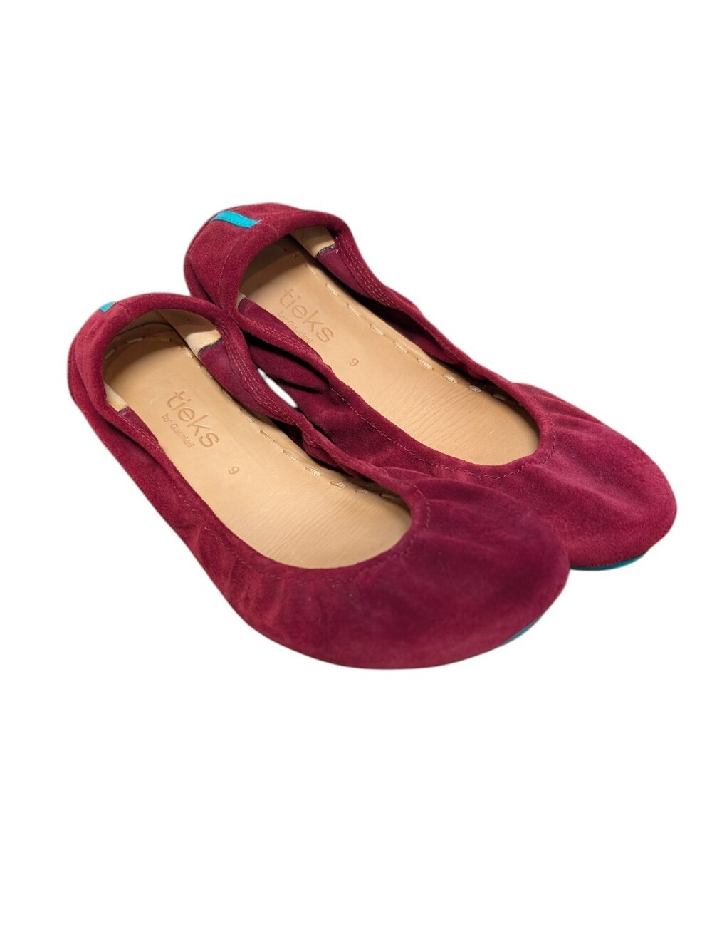 Tieks Burgundy Red Suede Foldable Ballet Flats Women's 9